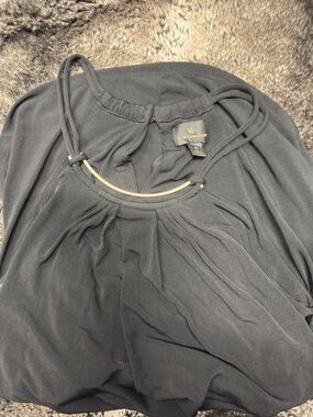 Worthington Black Halter Top with Gold Neck Bar